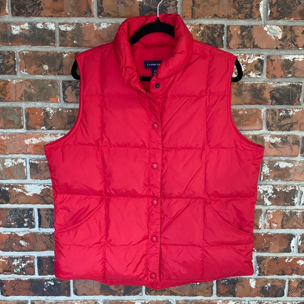 Lands' End Red Puffer Vest